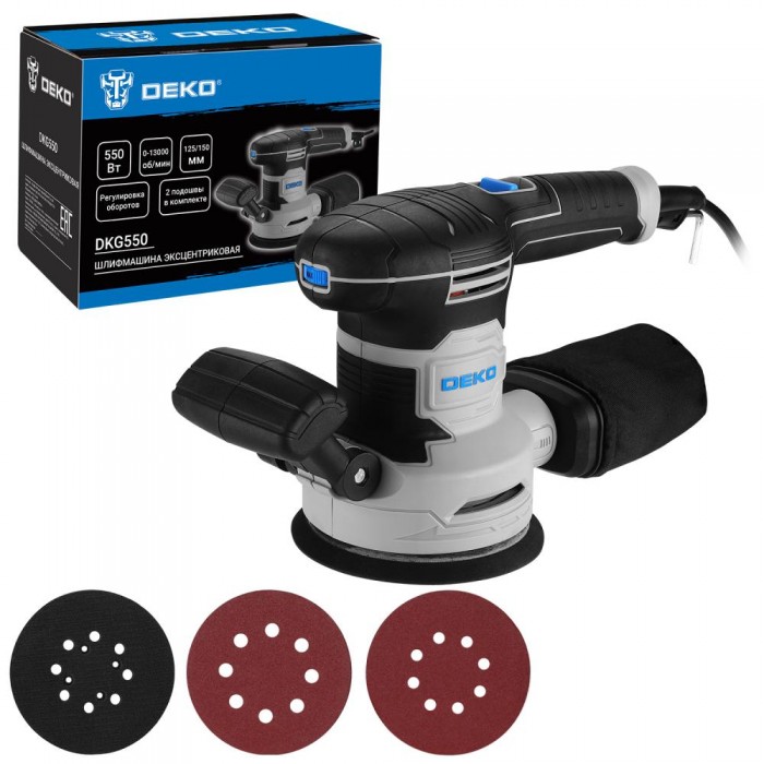 Эксцентриковая шлифмашина 125/150 мм DEKO DKG550