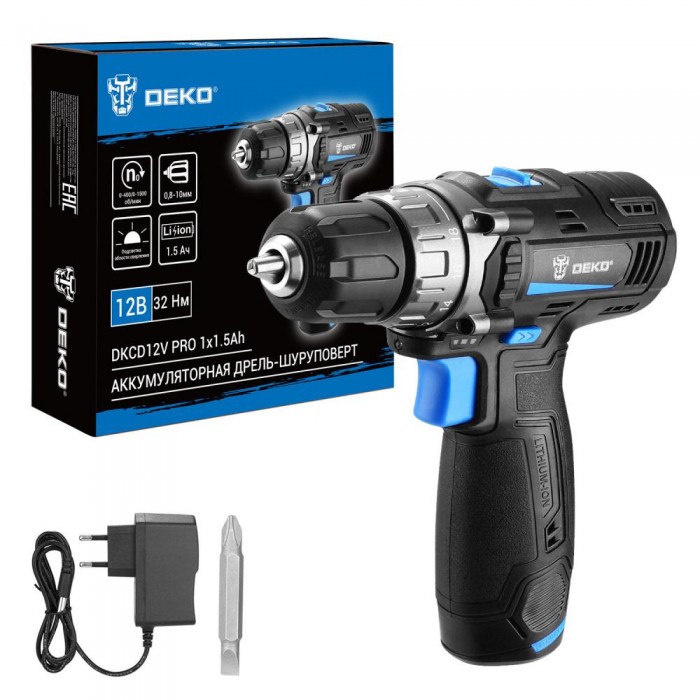 Дрель-шуруповерт аккумуляторная DEKO DKCD12V PRO 083-1003