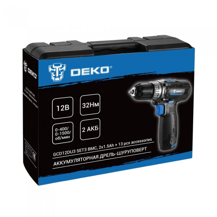 Дрель-шуруповерт аккумуляторная DEKO DKCD12V PRO 083-1007