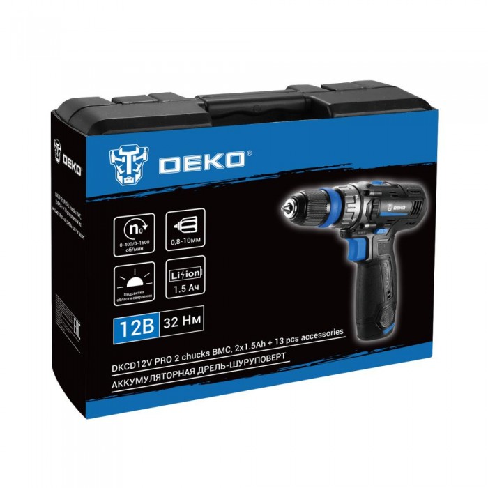 Дрель-шуруповерт аккумуляторная DEKO DKCD12V PRO
