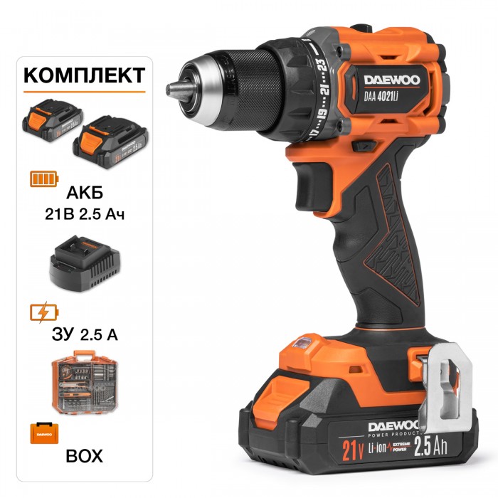 Дрель-шуруповерт аккумуляторная DAEWOO DAA 4021Li SET BOX