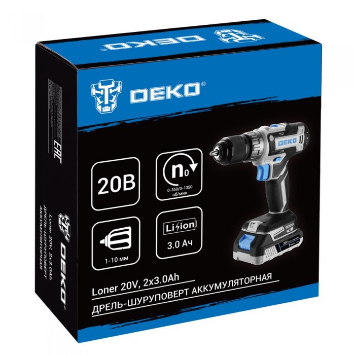 Дрель-шуруповерт аккумуляторная DEKO Loner 20V 085-1005