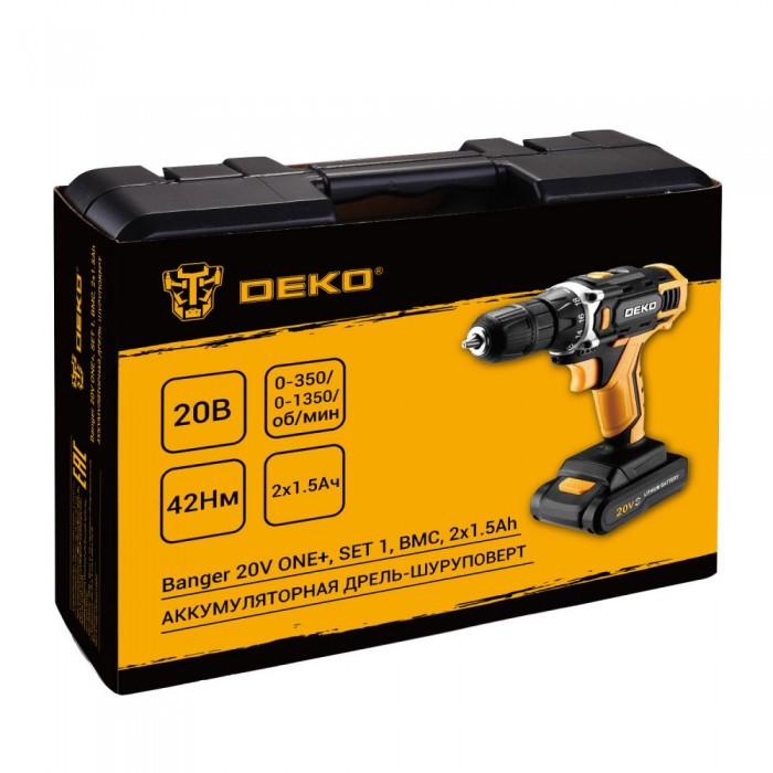 Дрель-шуруповерт аккумуляторная DEKO Banger 20V ONE + 083-1110