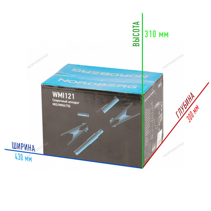 Аппарат сварочный инверторный MIG/TIG/MMA NORDBERG WMI121 (220 В)