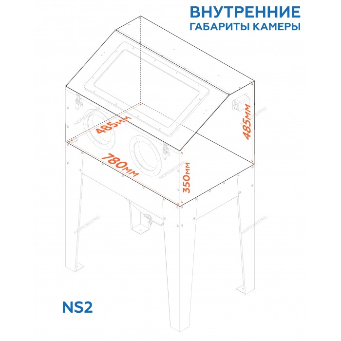 Пескоструйная камера фронтальная загрузка 220 л NORDBERG NS2