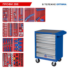 Набор инструментов ПРОФИ 288 в тележке МАСТАК 52-06288 (288 предметов)