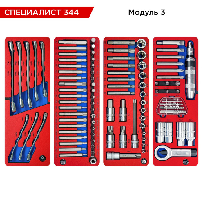 Набор инструментов СПЕЦИАЛИСТ 344 в тележке МАСТАК (344 предмета)