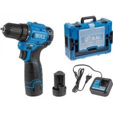 Аккум. дрель-шуруповерт BULL SR 1203 Xcase БЕСЩЕТ., 12 В, 37 Н*м, 2*2 А*ч акб, БЗП 10 мм (шурупы до 8 мм)